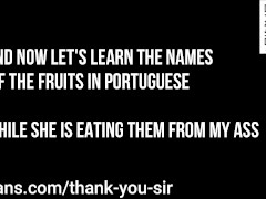 Black slut eats candies and fruits from ass and enjoy it. Bunda doce ( Candy ass).