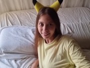Preview 3 of She wears a pickachu cosplay and sucks a cock