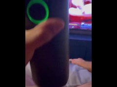 Using new auto stroker quick bust with pee