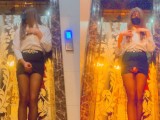 Chinese ladyboy couldn’t help but ejaculate at the elevator door while working overtime