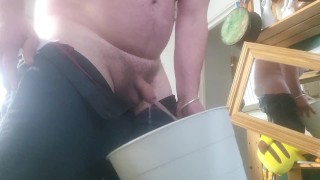Pissing with a mirror moaning