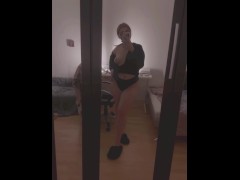 playing with my tits and admiring myself through the mirror