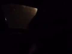 Horny babe rides my cock reverse cow girl while driving