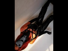 Girl on sexy vinyl waiting for you