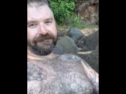 Preview 2 of Hairy Dad horny at the beach in a speedo goes home to jerk off and cum