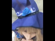 Preview 4 of POV Blowjob Horny witch cheek your dick Genshin Impact cosplay