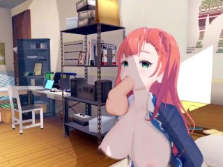 red head, anime hentai, 3d, point of view