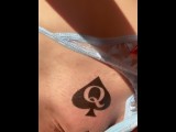 Danish snowbunny SnowWhiteDK showing off her QoS tattoo