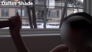 RISKY HANDJOB in front of a ski lodge window!