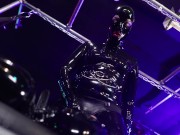Preview 5 of Anal Training in Latex - Lady Bellatrix bashes rubber gimps bum in heavy rubber femdom fantasy