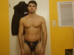 Fit Skinny guy Shows his underwear