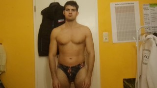 Fit Skinny guy Shows his underwear