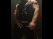 Preview 1 of Beefy Hairy Sweaty Bodybuilder Pissing In Gym Bathroom OnlyfansBeefBeast Musclebear Thick Beef Hung