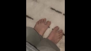 Minha pés descalços na Snow