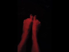 Taking my sock off with the other foot, wiggling toes