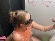 Preview 6 of first trip to a gloryhole, white girl rubs cock husband watches cuck - full vid on Only Fans in bio