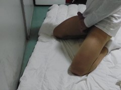 Slutty CD slips into  tan pantyhose and white ankle socks and makes a hot mess