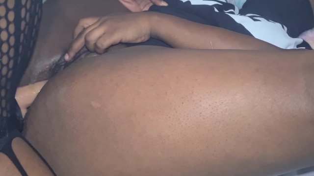 Petite ebony babe straps thick stud til she creams - Full Vid on ONLYFANS