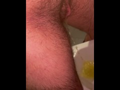 FTM Pissing at Urinal In Public Bathroom