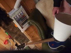 Uncut cock piss content creation / piss on my guitar