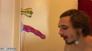 Ryan Fenrir Cums and gets Throatpie from Two Cocks