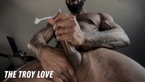 Muscular guys jerks himself off and plays with asshole until he's screaming & cumming.