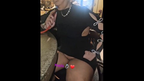 Black Wife without panties in public, cheating on her husband