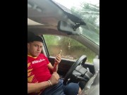 Preview 2 of Jerking off my 8-inch cock in the car