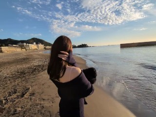 [behind the Scenes] little Walk on a Beach seeing Mt.Fuji in the Early Autumn.
