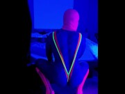 Preview 4 of Blacklight fun alone jerking off while high on molly
