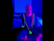 Preview 5 of Blacklight fun alone jerking off while high on molly