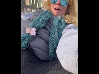 blonde, female orgasm, outside, exclusive