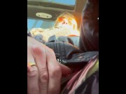 Preview 1 of Blonde MILF Masturbating while waiting for a green light & cumming hard