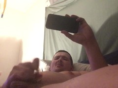 Home alone, stroking my cock