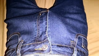 Explosions de sperme audibles sur mon jean 🔈🍌💧 bleu profond