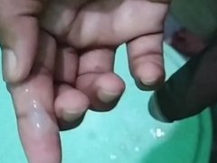 Watch me moan badly masturbated a lot and huge pleasurably cum on top of potty tube