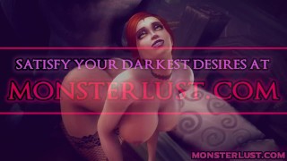 A big monster fucks an insatiable bitch with his huge dick, animation horror sex