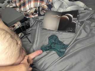 I Cum on my Wife's Panties while looking at Photos of her