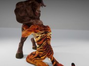 Preview 1 of Tiger gets pounded by Minotaur