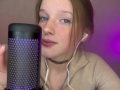 ASMR VULGAR GIRL WITH FRECKLES PLAYS WITH A CONDOM IN HER MOUTH wet sound (brunette with freckles)