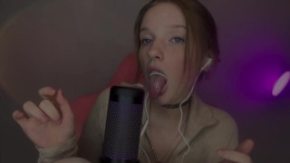 ASMR VULGAR GIRL WITH FRECKLES PLAYS WITH A CONDOM IN HER MOUTH Brunette With Freckles Wet Sound