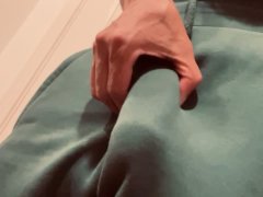Hung Guy Showing Off Green Sweatpants with Dick Print - Eataclit21
