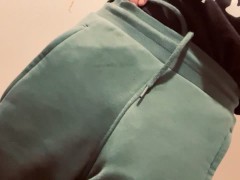 Hung Guy Showing Off Green Sweatpants with Dick Print - Eataclit21