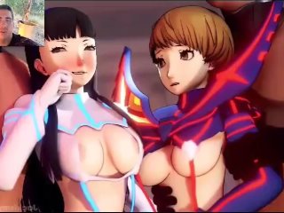 Chie and Yukiko Receive a Gangbang while Cosplaying Ryuko and Satsuki UNCENSORED HENTAI