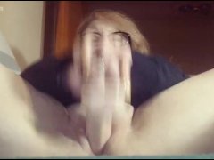 Girl touches her fat pussy