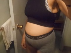 Bathroom Belly Bloat - Screenshot 15 of 16 - Feedee Weight Gain