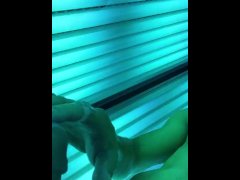 hot guy blows his giant load all over tanning booth! best cumshot ever