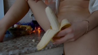 New Year's mood masturbate with banana