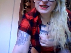 In a show playing with my tits