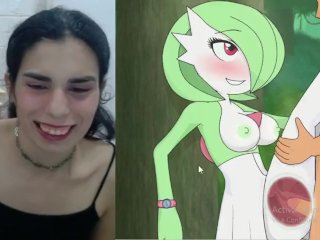 anime hentai, latina, solo female, porn react